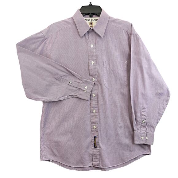 Tommy Hilfiger Men's Dress Shirt Size 15.5  32-33 Vintage Button Down Purple - Picture 1 of 9
